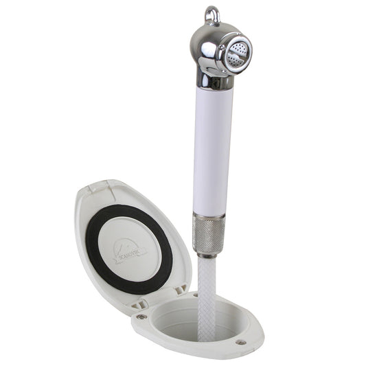 Scandvik Recessed Shower w6 White Hose PushButton 12106P