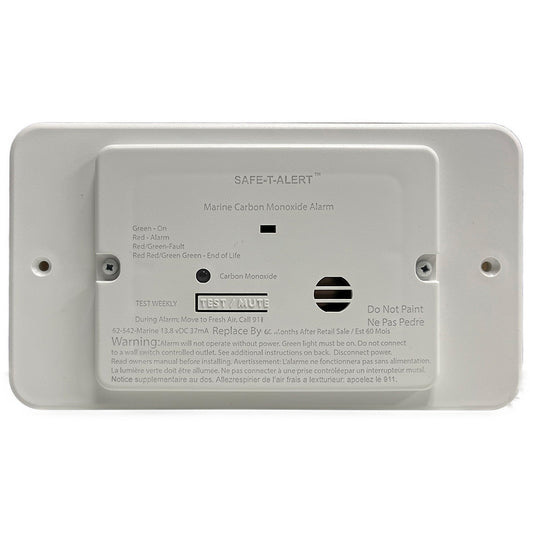 SafeTAlert 62 Series Marine Carbon Monoxide Flush Mount White 12V wTrim Ring 62542TRWTM