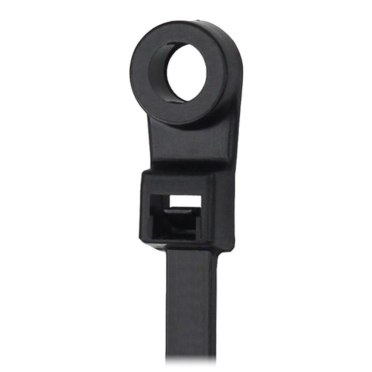 Pacer 15 Cable Tie wMounting Ring Black 50lb Tensile Strength 4 Bundle Diameter 100 Piece Bag CTMR4S100BK