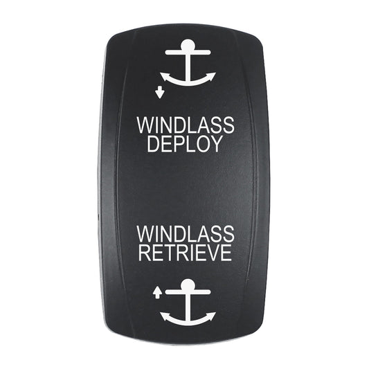 Pacer Actuator WINDLASS DPLYRTRV fV Series Contura Switches Black Laser Etched TopBottom Light EV2LEWND