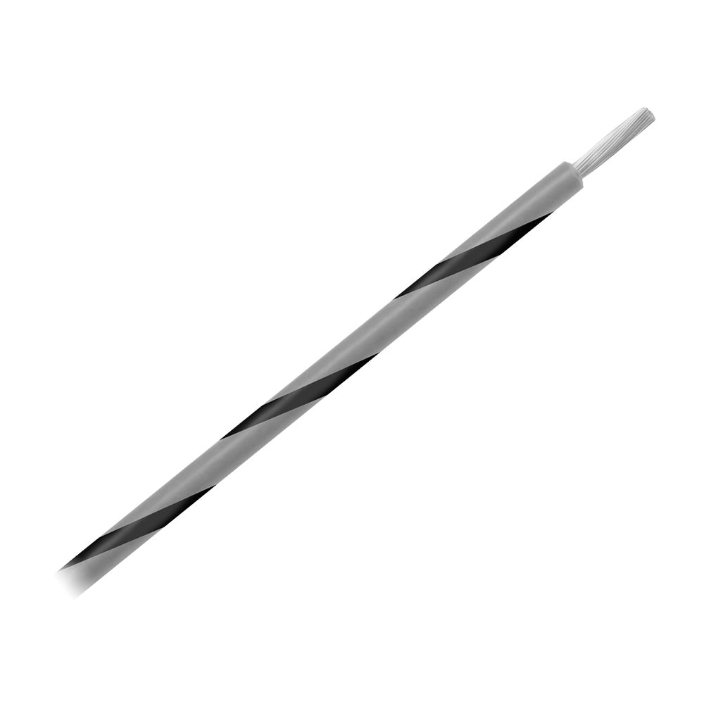 Pacer 14 AWG Gauge Striped Marine Wire 500 Spool Grey wBlack Stripe WUL14GY0500