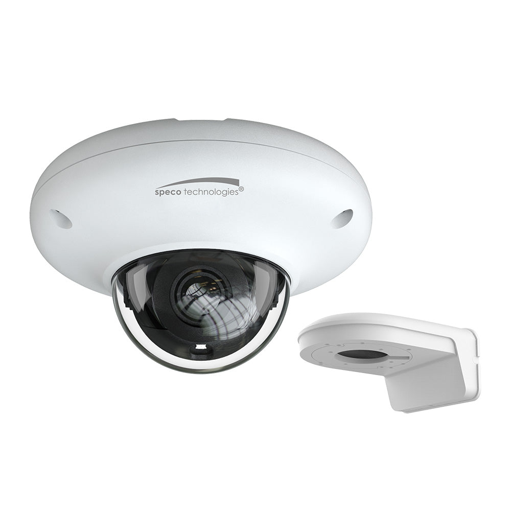 Speco 4MP H265 Mini Dome AI IP IR Camera wWall Bracket 28mm Lens White O4P4N