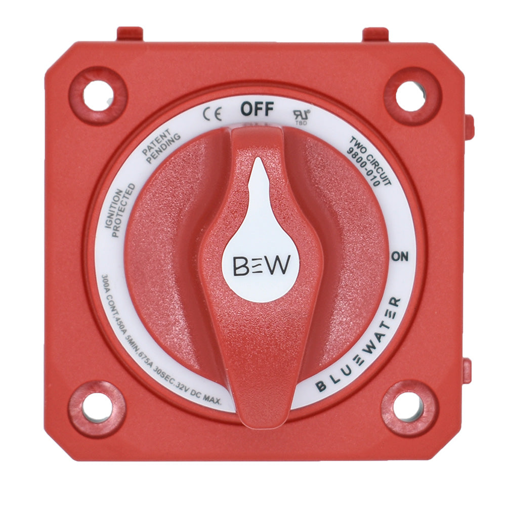 Bluewater OnOff 4 Post Dual Circuit Battery Switch wo Base Panel Mount Red 980001010