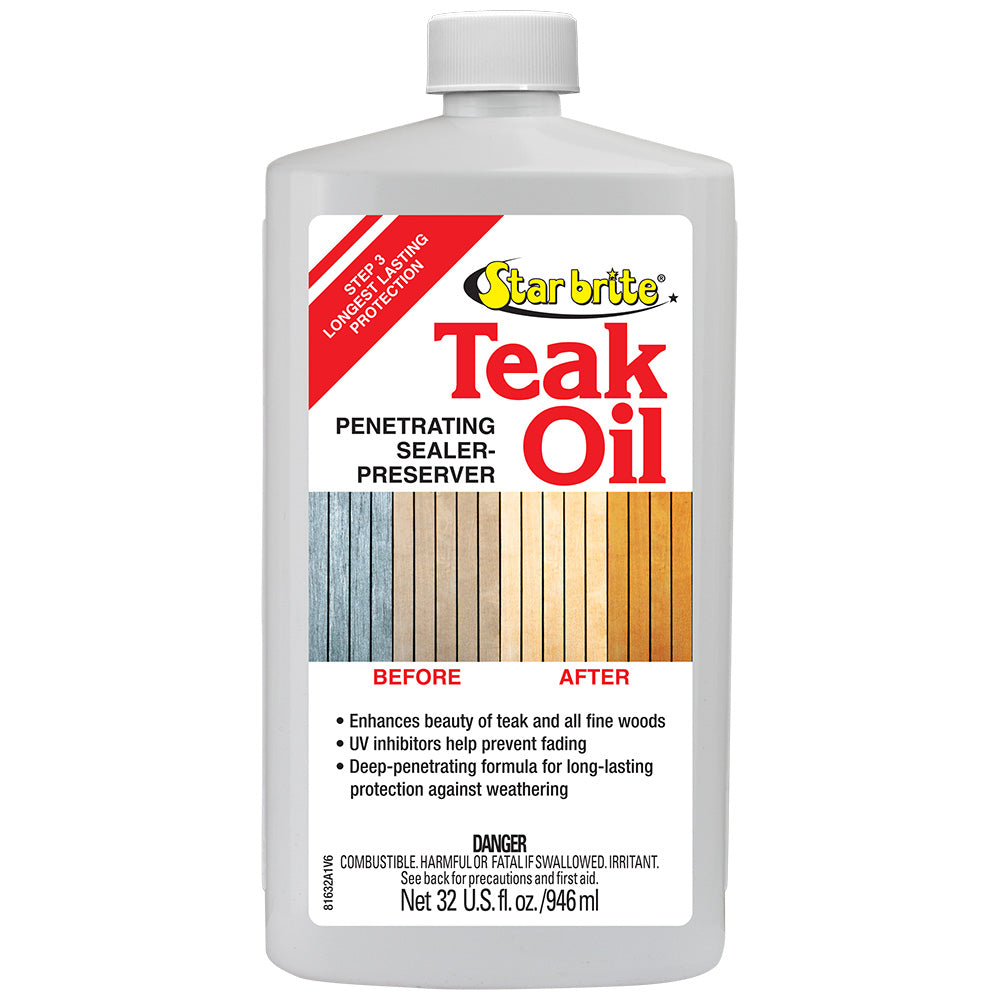 Star brite Teak Oil Long Lasting Penetrating Sealer Preserver wUV Inhibitors 32 oz 81632