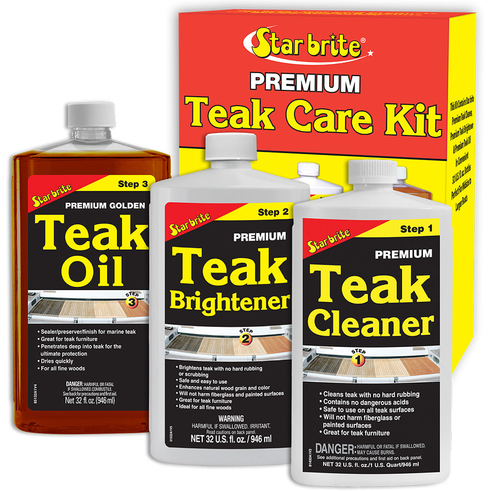 Star brite Premium Teak Care Kit Step 1 Step 2 Step 3 32 oz 81202
