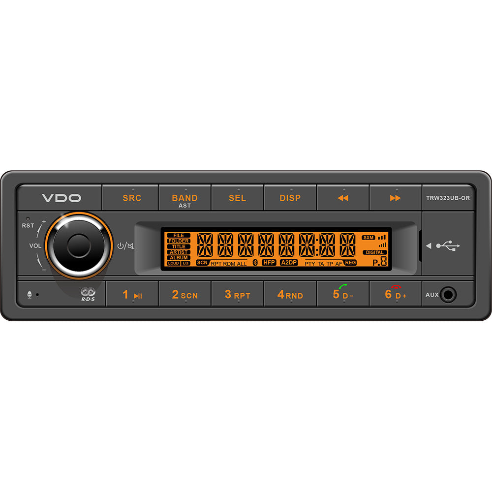 VDO 24V Radio wFM RDS Tuner MP3WMAUSBBluetooth Orange Illumination TRW323UBOR