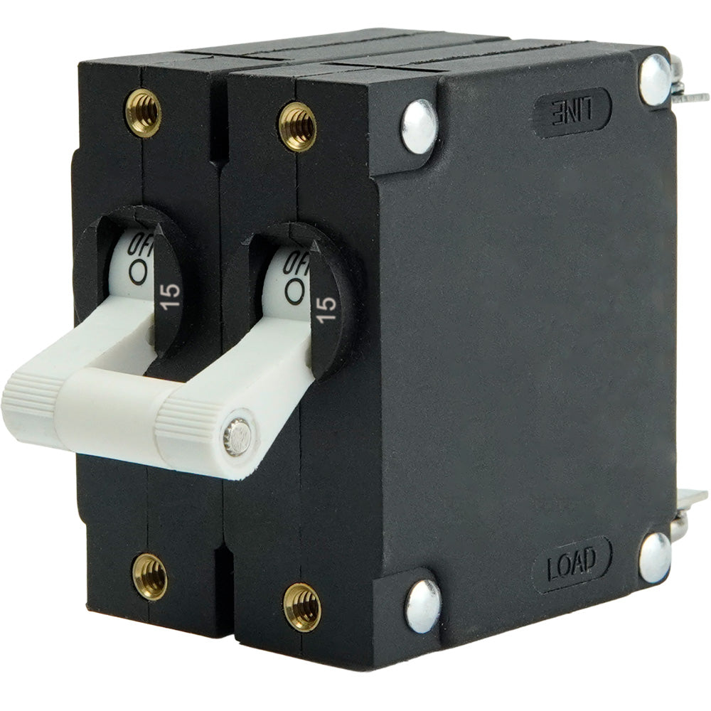 Egis A Series White Toggle Panel Mount Circuit Breaker Dual Pole 15A 320215