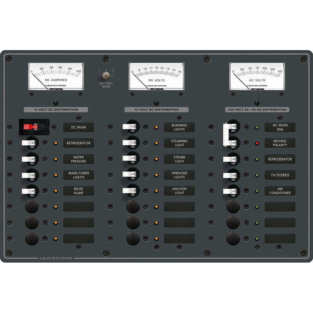 Blue Sea 8084 AC Main 6 PositionsDC Main 15 Positions Toggle Circuit Breaker Panel White Switches 8084