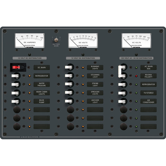 Blue Sea 8084 AC Main 6 PositionsDC Main 15 Positions Toggle Circuit Breaker Panel White Switches 8084