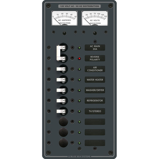 Blue Sea 8074 AC Main 8 Positions Toggle Circuit Breaker Panel White Switches 8074