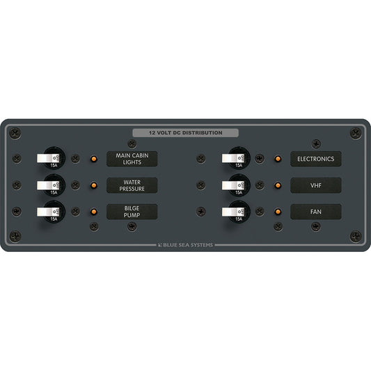 Blue Sea 8096 DC 6 Position Toggle Branch Circuit Breaker Panel White Switches 8096