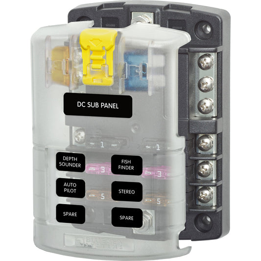 Blue Sea 5025 ST Blade Fuse Block wCover 6 Circuit wNegative Bus 5025