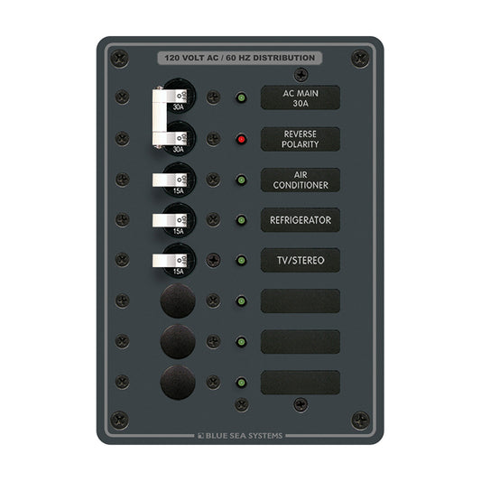 Blue Sea 8027 AC Main 6 Position Breaker Panel White Switches 8027