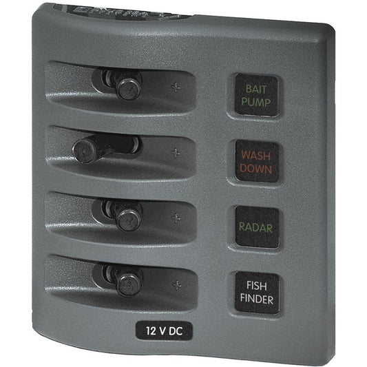 Blue Sea 4304 WeatherDeck Water Resistant Fuse Panel 4 Position Grey 4304