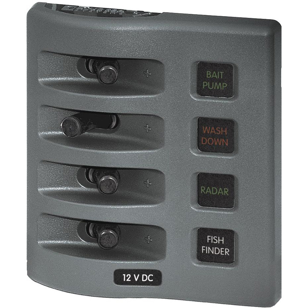Blue Sea 4304 WeatherDeck Water Resistant Fuse Panel 4 Position Grey 4304
