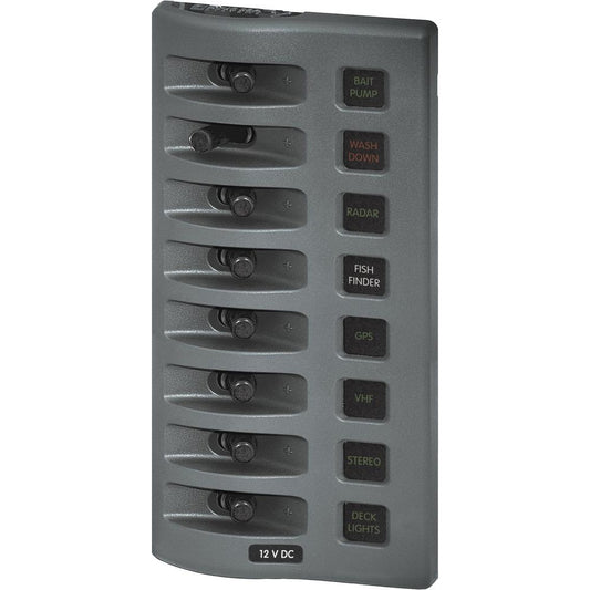Blue Sea 4308 WeatherDeck Water Resistant Fuse Panel 8 Position Grey 4308