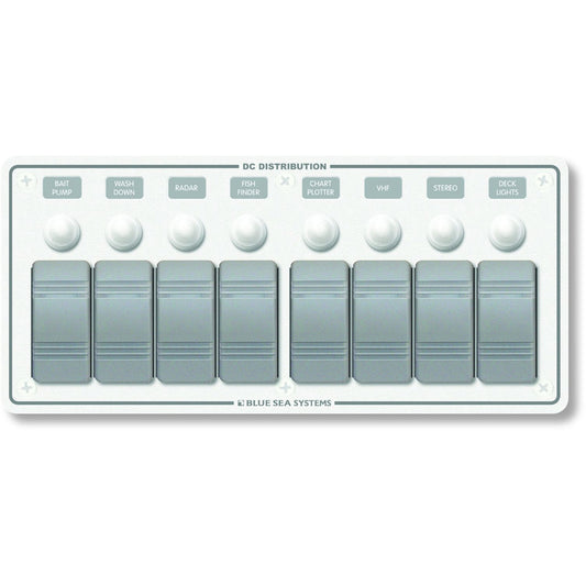 Blue Sea 8271 Water Resistant Panel 8 Position White Horizontal Mount 8271