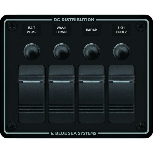 Blue Sea 8372 Water Resistant 4 Position Black Horizontal Mount Panel 8372