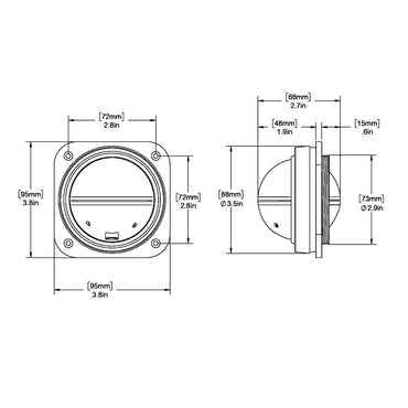 Ritchie V527 Kayak Compass Bulkhead Mount White Dial V527
