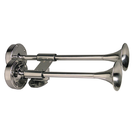 Schmitt Marine Deluxe AllStainless Shorty Dual Trumpet Horn 12V 10012