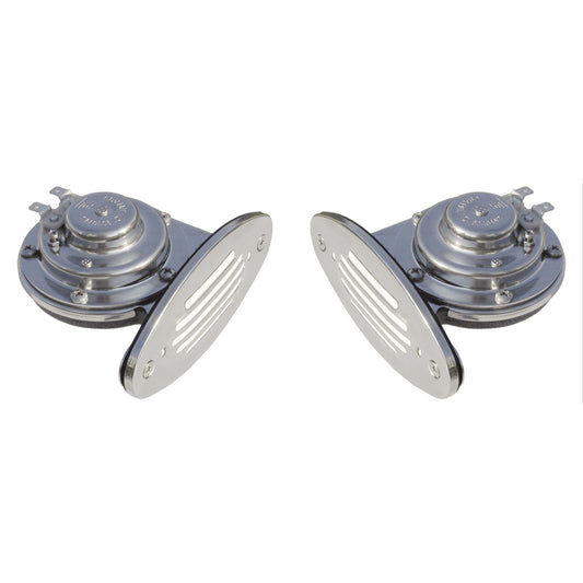 Schmitt Marine Mini Stainless Steel Dual DropIn Horn wStainless Steel Grills High Low Pitch 10055