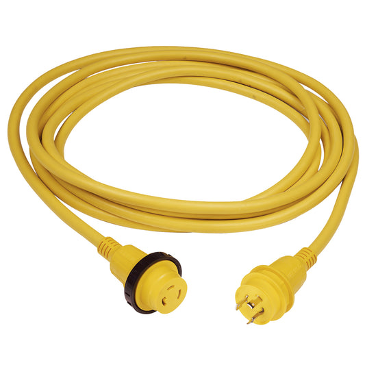 Marinco 30 Amp PowerCord PLUS Cordset wPowerOn LED Yellow 50ft 199119