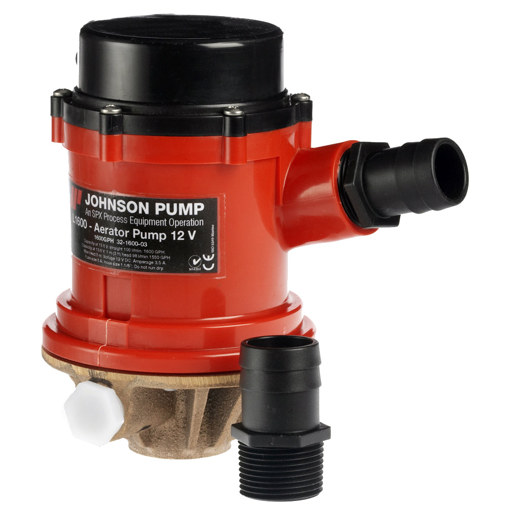 Johnson Pump Pro Series 1600 GPH Tournament LivewellBaitwell Pump 12V 16004B