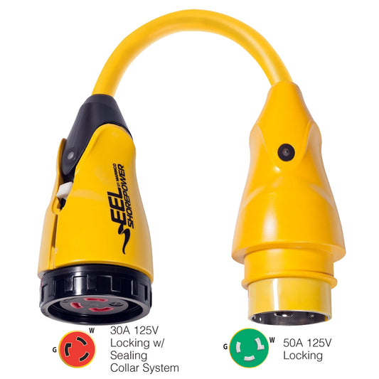 Marinco P50330 EEL 30A125V Female to 50A125V Male Pigtail Adapter Yellow P50330