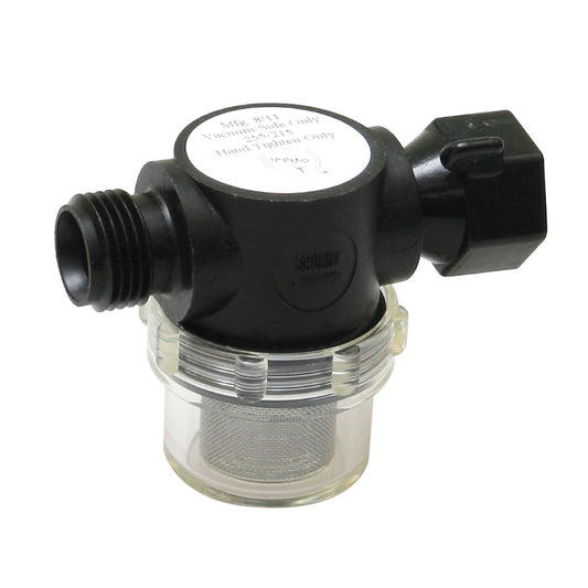 Shurflo by Pentair Swivel Nut Strainer 12 Pipe Inlet Clear Bowl 255315