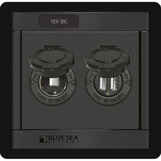 Blue Sea 1478 360 Panel 12V DC Socket Dual USB Charger 1478