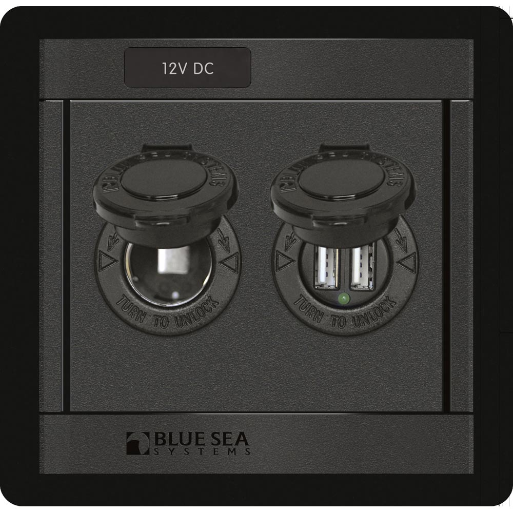 Blue Sea 1478 360 Panel 12V DC Socket Dual USB Charger 1478