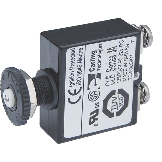 Blue Sea Push Button Reset Only Screw Terminal Circuit Breaker 3 Amps 2129