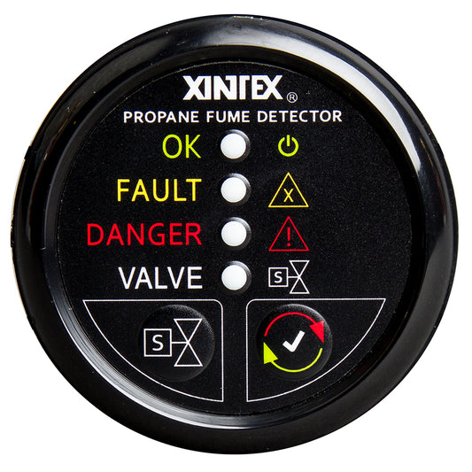FireboyXintex Propane Fume Detector wAutomatic ShutOff Plastic Sensor No Solenoid Valve Black Bezel Display P1BNVR
