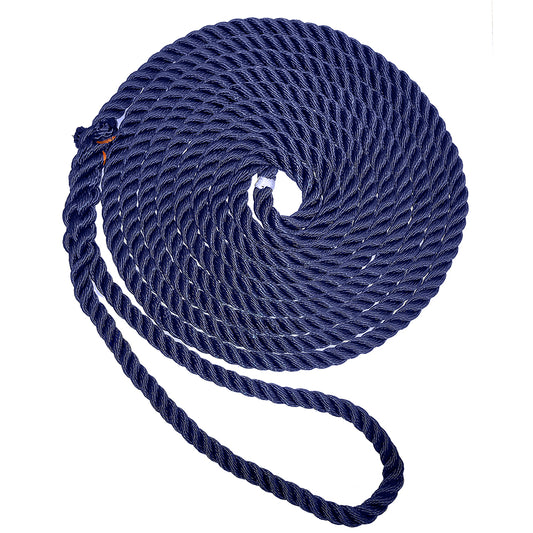 New England Ropes 38 Premium 3Strand Dock Line Navy Blue 25 C60531200025