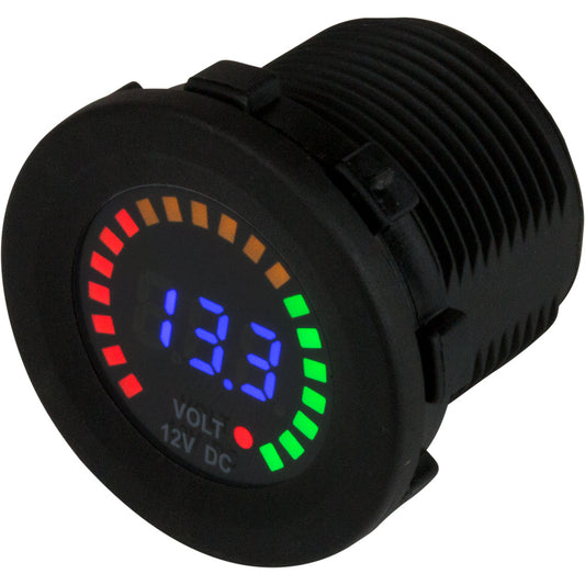 SeaDog Round Voltage Meter DC 5V15V wRainbow Dial 4216171