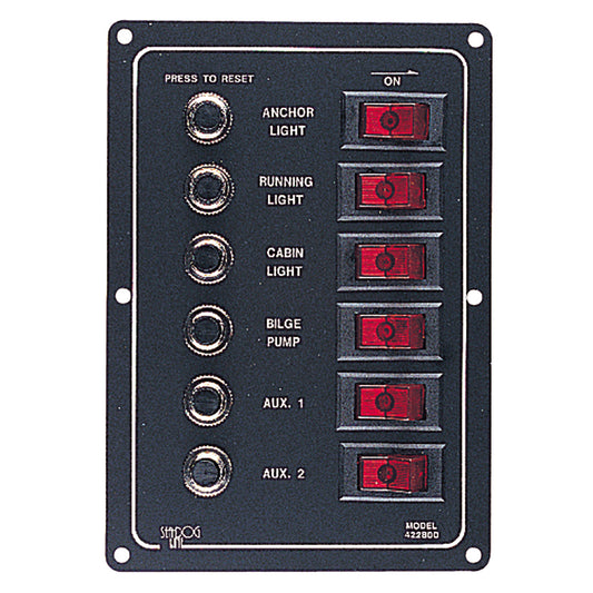 SeaDog Aluminum Circuit Breaker Panel 6 Circuit 4228001