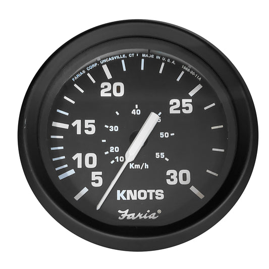 Faria Euro Black 4 Speedometer 30 Knot Pitot 32809