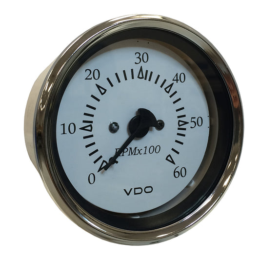 VDO Cockpit Marine 85MM 338 Sterndrive Tachometer White DialChrome Bezel 33315274