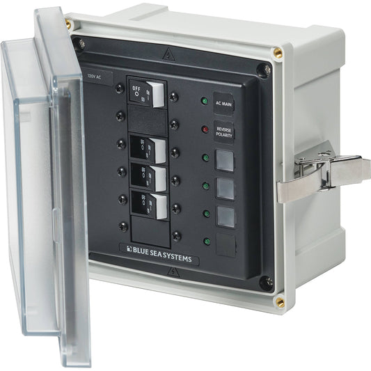 Blue Sea 3130 SMS Panel Enclosure wMain 3 Branch 15A 120V AC 3130