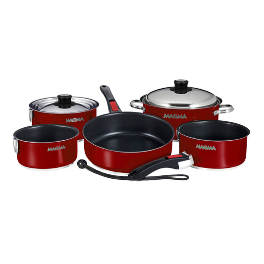 Magma Nestable 10 Piece Induction NonStick Enamel Finish Cookware Set Magma Red A10366MR2IN