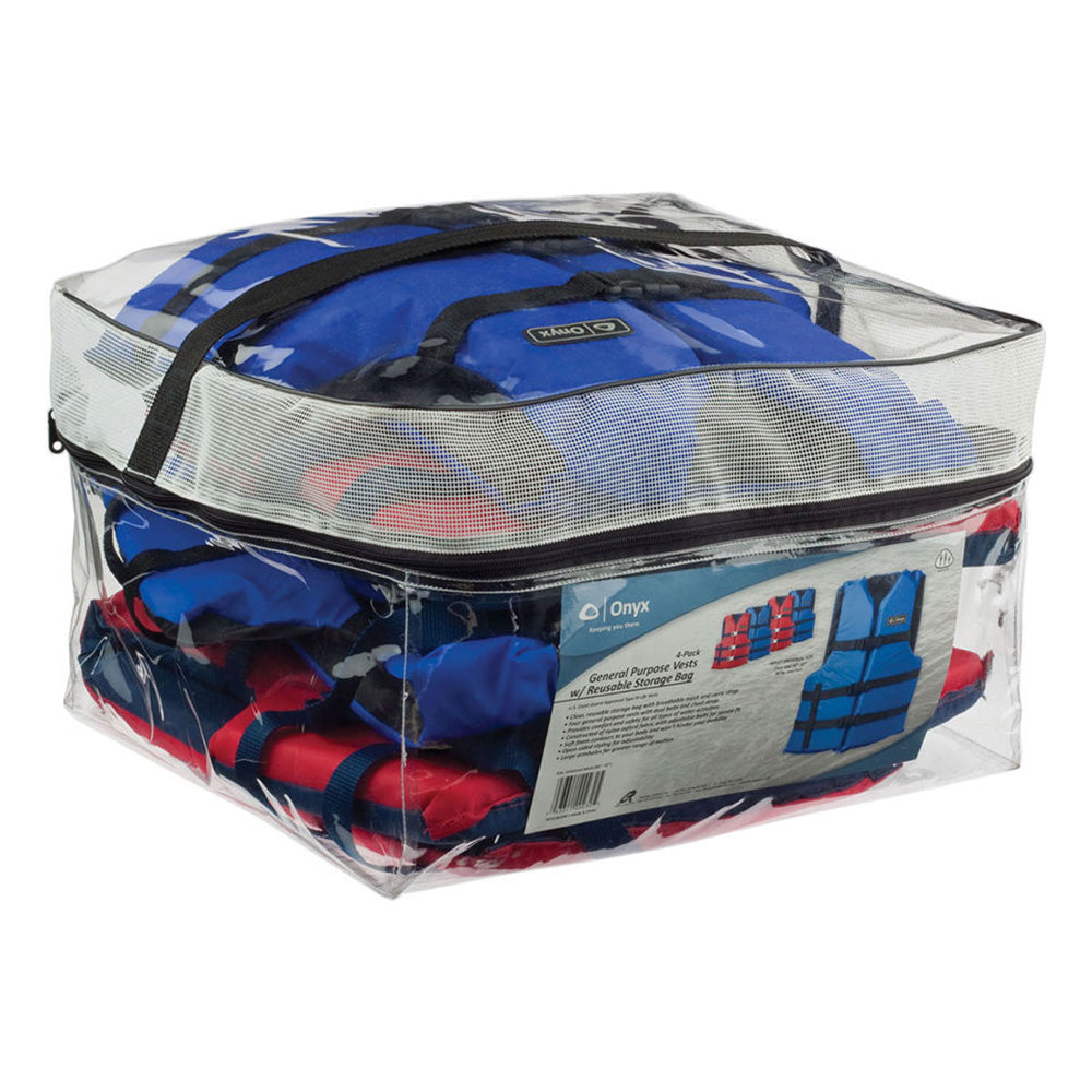 Onyx Adult General Purpose Life Vests 4Pack 2 Red 2 Blue 10320099900412