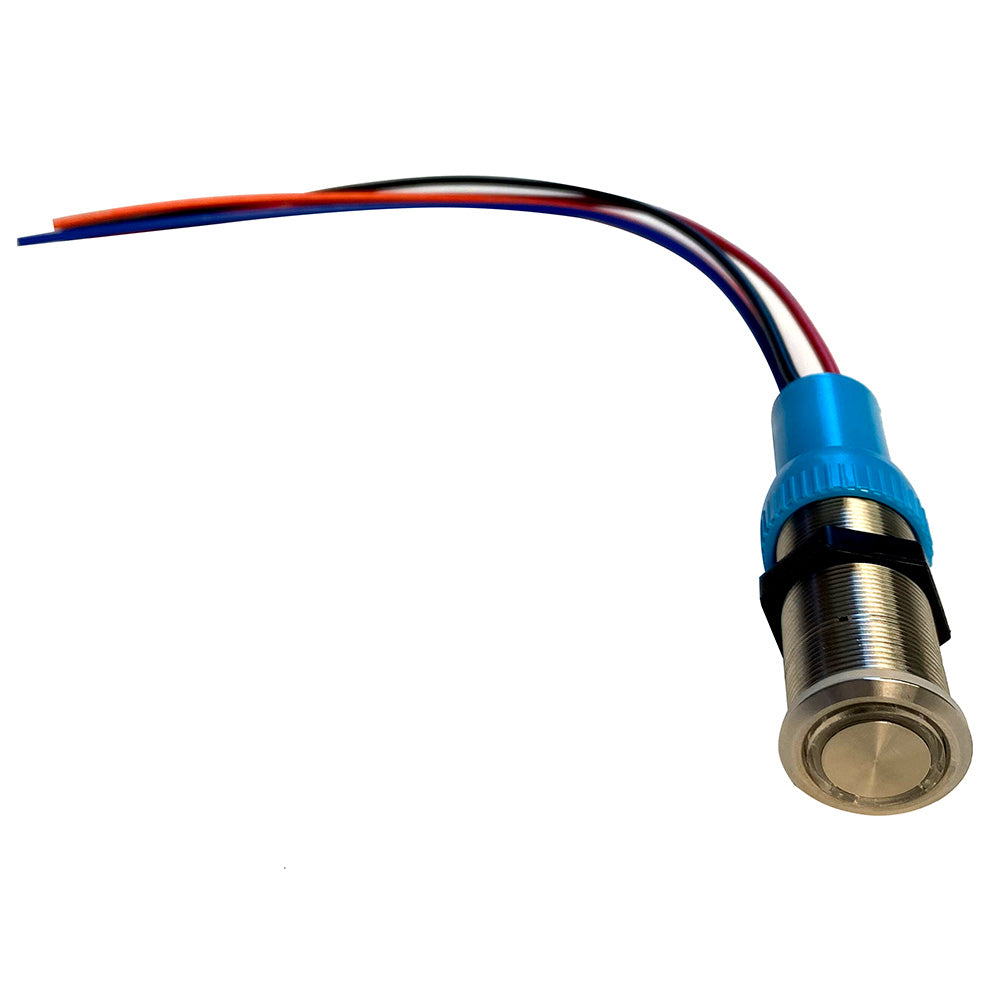 Bluewater 22mm Push Button Switch  OffOn Momentary Contact  BlueRed LED  1 Lead 905921131