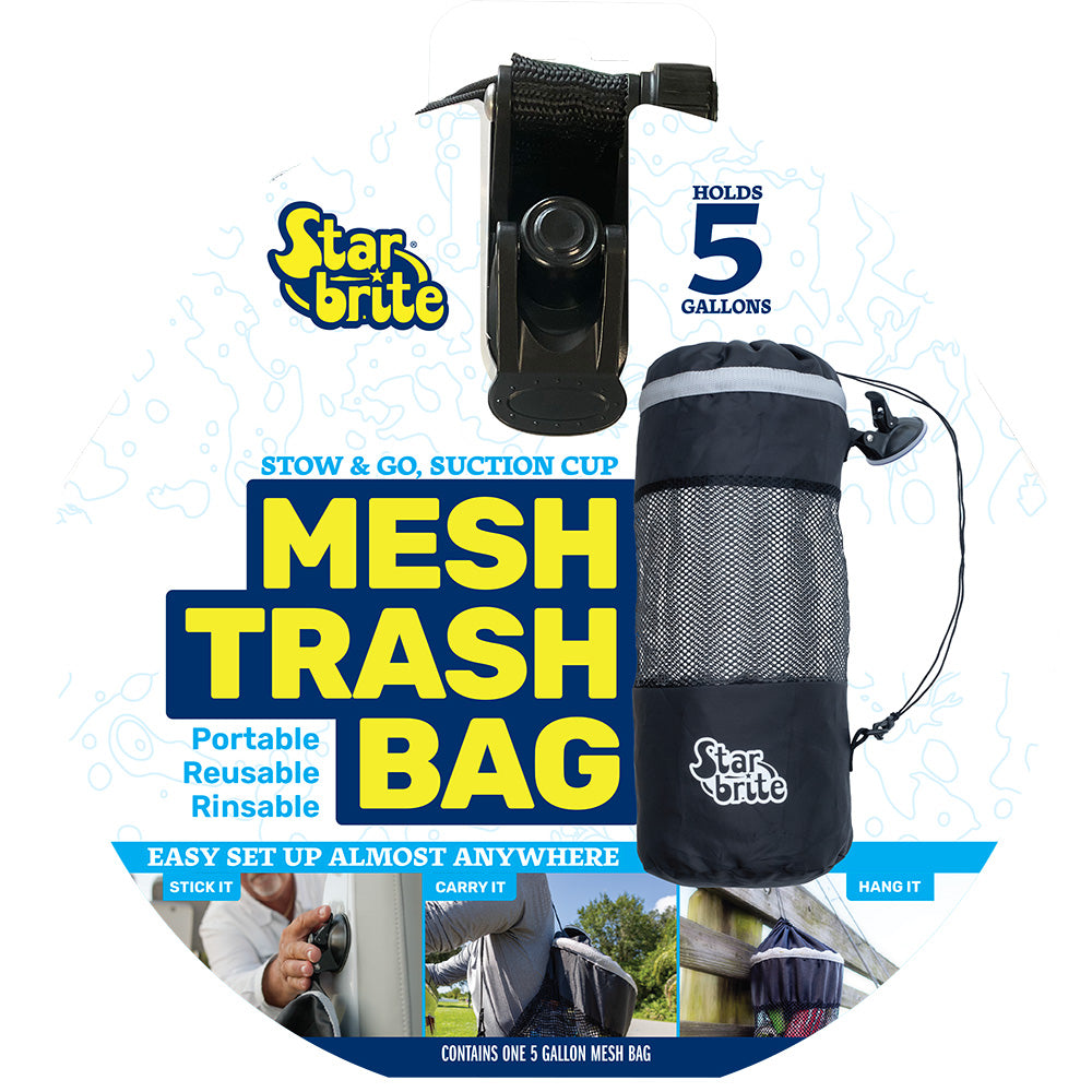 Star brite Mesh Trash Bag wLocking Suction Cup  Litter Guard Cinch Tie  5 Gallons 52074