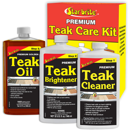 Star brite Premium Teak Care Kit  Step 1 Step 2  Step 3  32 oz 81202