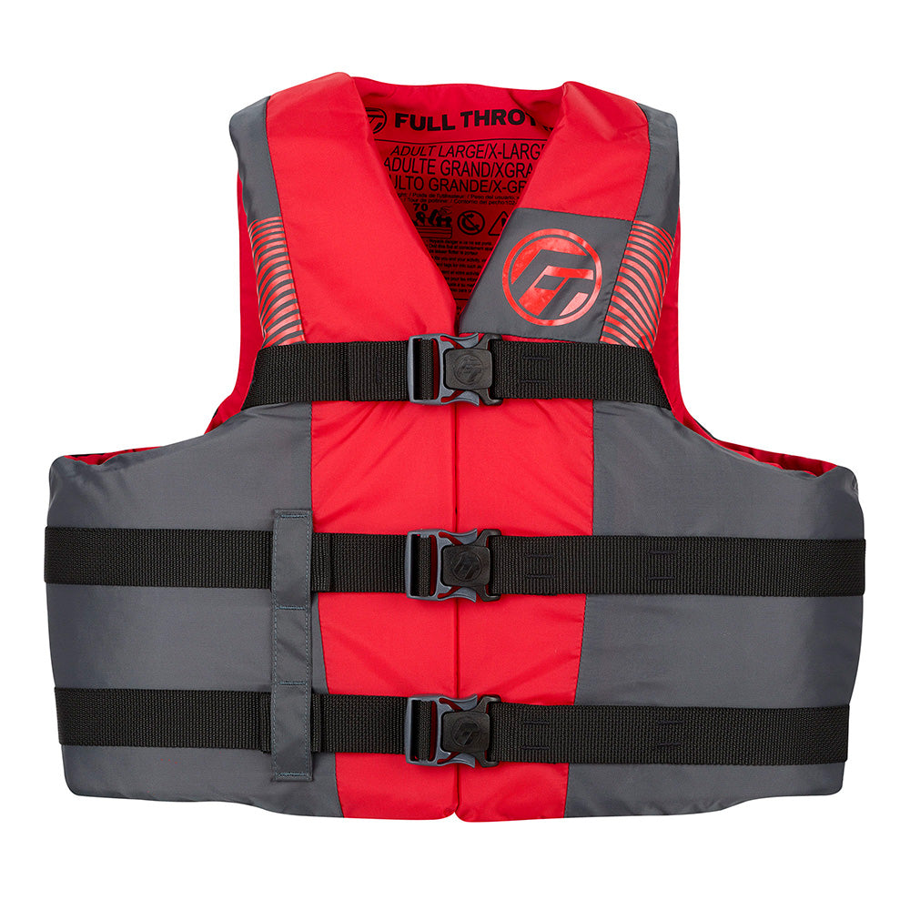 Full Throttle Adult Nylon Life Jacket  4X7X  BlackRed 11220010011026
