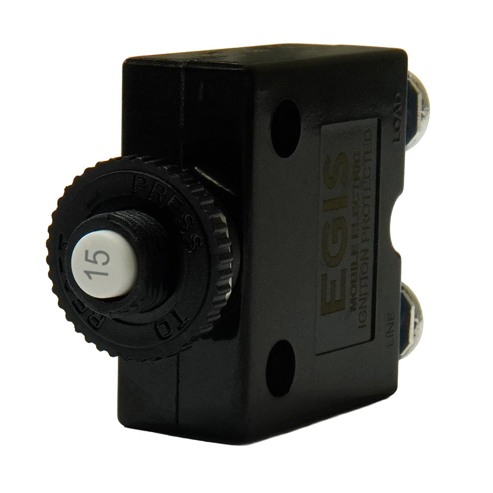 Egis 15A Push Button Panel Mount Circuit Breaker  Screw Terminals 471015