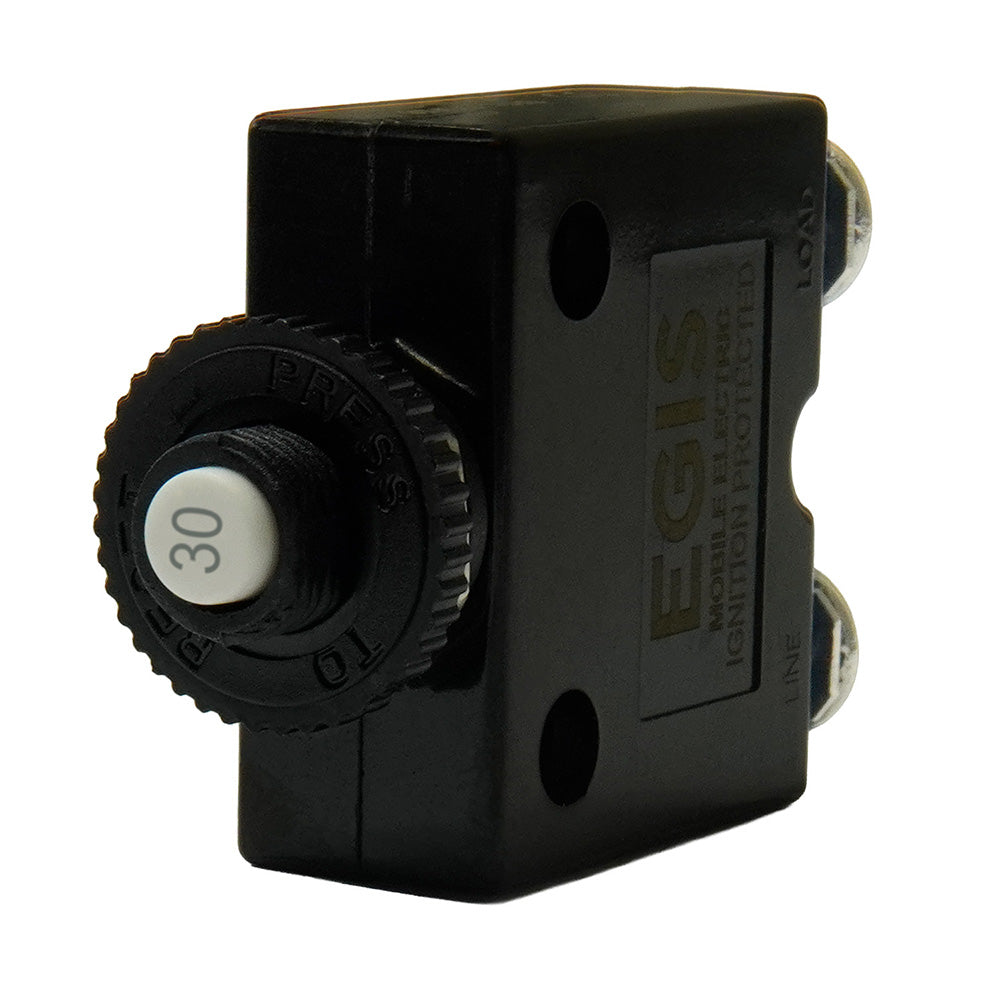 Egis 30A Push Button Panel Mount Circuit Breaker  Screw Terminals 471030
