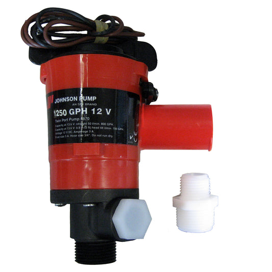 Johnson Pump Twin Port 1250 GPH Livewell Aerating Pump  12V 48103