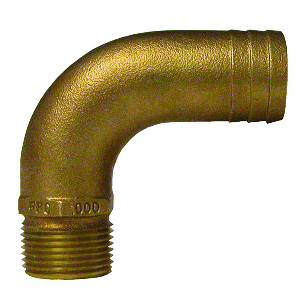 GROCO 114 NPT x 112 ID Bronze Full Flow 90 Elbow Pipe to Hose Fitting FFC1250