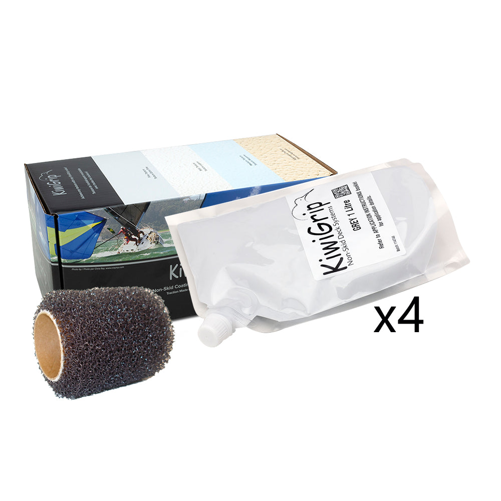 KiwiGrip 4  1 Liter Pouches  Grey w4 Roller KG4GPR